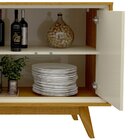 Buffet Aparador 4 Portas Com Led 160cm Pés Madeira 100% Mdf N