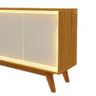 Buffet Aparador 4 Portas Com Led 160cm Pés Madeira 100% Mdf N