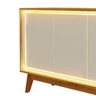 Buffet Aparador 4 Portas Com Led 160cm Pés Madeira 100% Mdf N