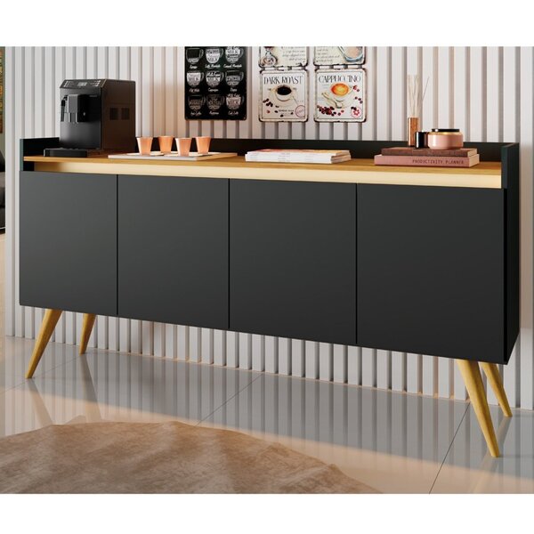 Buffet Aparador 4 Portas Gold Preto/mel