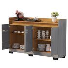 Buffet Aparador 4 Portas Mdp Cinza E Mel 113cm Real Cinza/mel