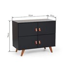 Buffet Aparador 95cm 4 Portas Play  Preto/garapa