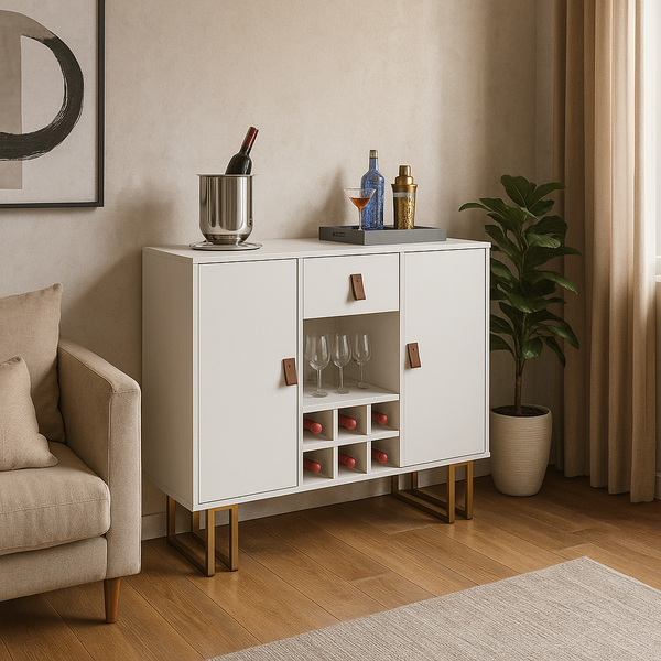 Buffet Aparador Adega Sala De Jantar Branco C/ Gaveta