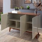 Buffet Aparador Ares 3 Portas Off White/Freijó – Móveisaqui