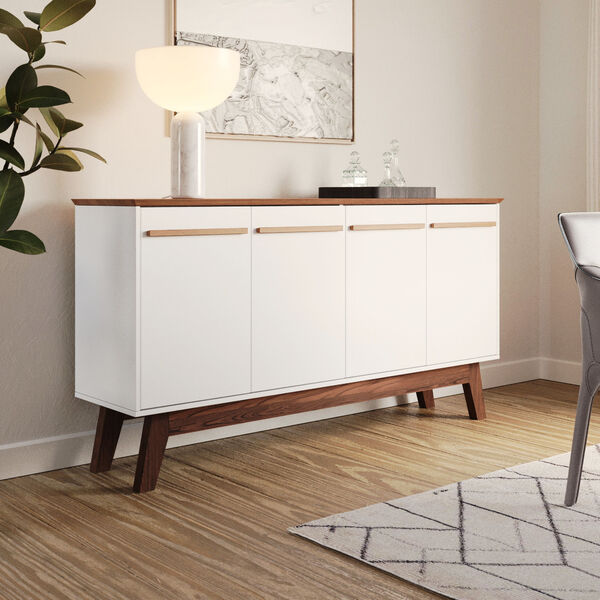 Buffet Aparador Atta Quatro Portas Com Pés De Madeira