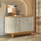 Buffet Aparador Balcão 2 Portas Curvo 1 Gaveta Monza Cumaru/o