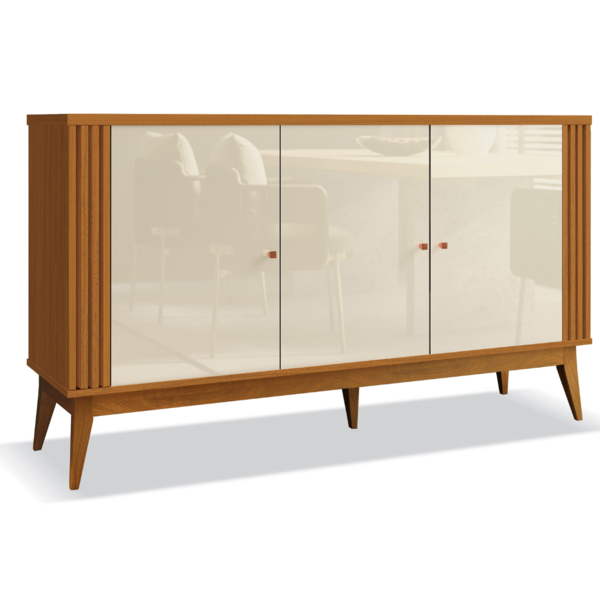 Buffet Aparador Balcão Cozinha e Sala de Jantar Ripado em Mad