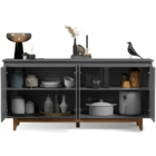 Buffet Aparador Balcão Cozinha Sala de Jantar 4 Portas com Pé