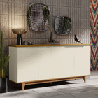 Buffet Aparador Balcão Cozinha Sala de Jantar 4 Portas com Pé