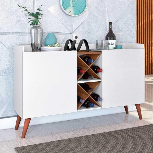 Buffet Aparador Com 2 Portas E Porta Garrafas Branco Natura M