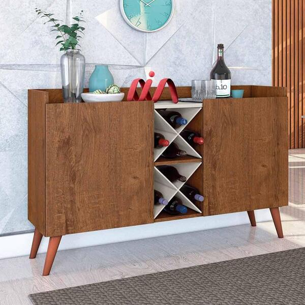Buffet Aparador Com 2 Portas E Porta Garrafas Natura Off Whit