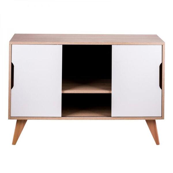 Buffet Aparador Com 2 Portas Murano Carvalho E Branco