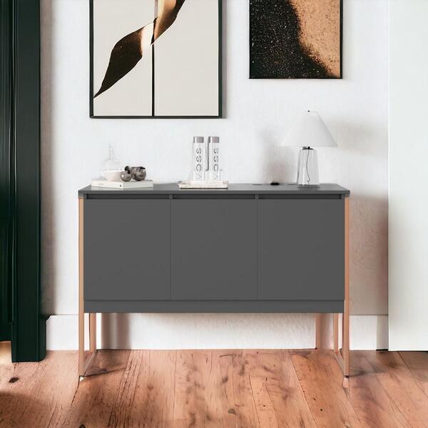 Buffet Aparador Com 3 Portas Miami Preto Cobre