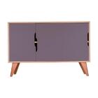 Buffet Aparador Com 3 Portas Murano Carvalho E Cinza Claro