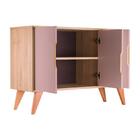 Buffet Aparador Com 3 Portas Murano Carvalho E Rosa Claro