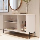 Buffet Aparador Curvo 1 Porta 131cm Pés E Puxadores Em Metal