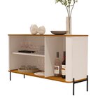 Buffet Aparador Curvo 3 Portas Pés E Puxadores Em Metal 131cm