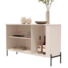 Buffet Aparador Curvo 3 Portas Pés E Puxadores Em Metal 131cm