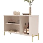 Buffet Aparador Curvo 3 Portas Pés E Puxadores Em Metal 131cm