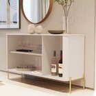 Buffet Aparador Curvo 3 Portas Pés E Puxadores Em Metal 131cm