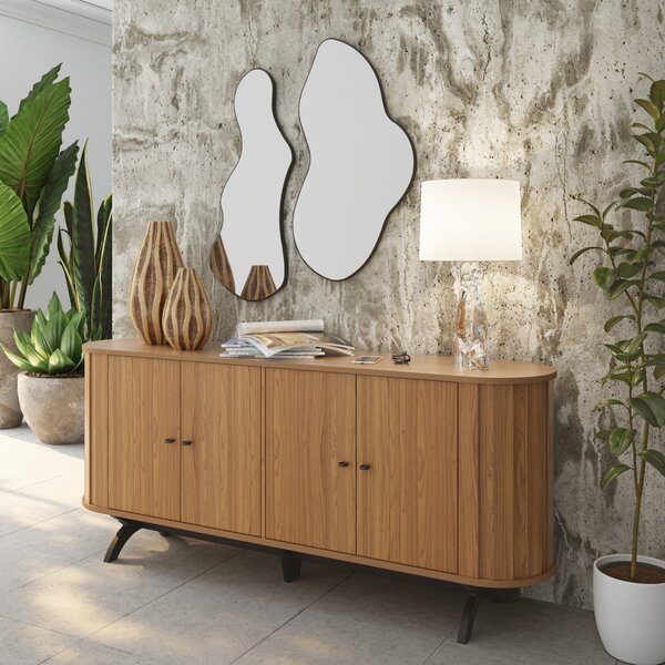 Buffet Aparador Curvo Com Canto Arredondado 180cm 4 Portas 10