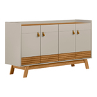 Buffet Aparador Dara 4 Portas Nature E Off White 88x160 Cm  L