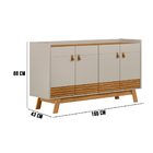 Buffet Aparador Dara 4 Portas Nature E Off White 88x160 Cm  L
