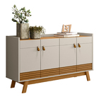 Buffet Aparador Dara 4 Portas Nature E Off White 88x160 Cm  L