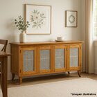 Buffet Aparador De Madeira 4 Portas De Tela Dalton Castanho