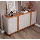 Buffet Aparador De Sala De Jantar 4 Portas Com Pés De Madeira