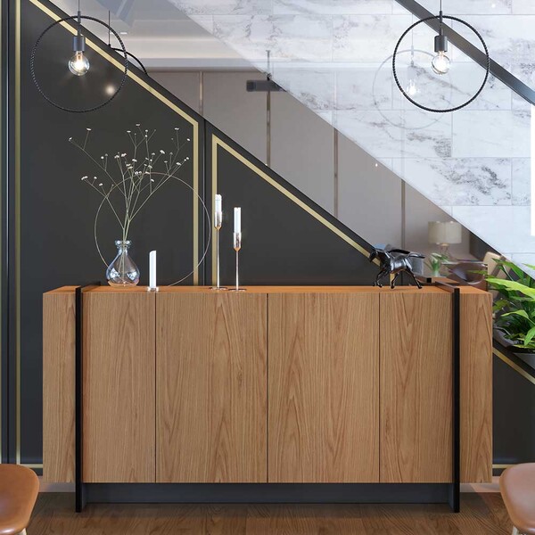 Buffet Aparador Decorativo 160cm Destin Freijó/preto G73 - Gr