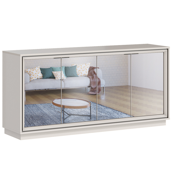 Buffet Aparador Decorativo 180cm Com Espelho Raze Off White G
