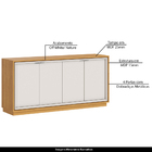 Buffet Aparador Decorativo 180cm Sem Espelho Raze Off White/n