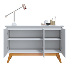 Buffet Aparador Decorativo 3 Portas Com Espelho Cameron Branc