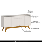 Buffet Aparador Decorativo 4 Portas Sem Espelho Cameron Off W