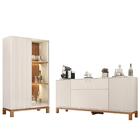 Buffet Aparador E Cristaleira Com Led Lucca Off White/freijó