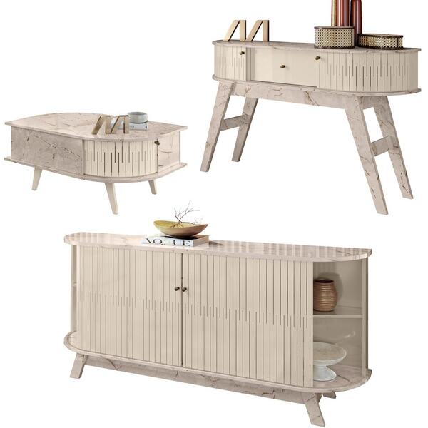 Buffet Aparador E Mesa De Centro Para Sala Estimon Mdt