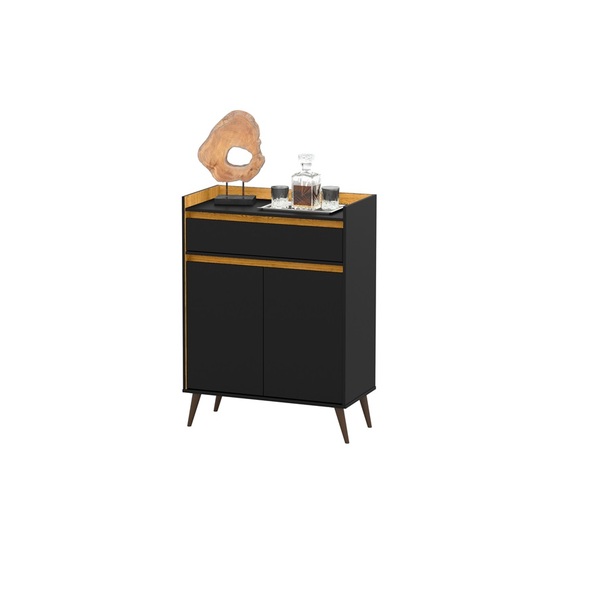 Buffet Aparador Hórus Preto/Nature - Ej Móveis