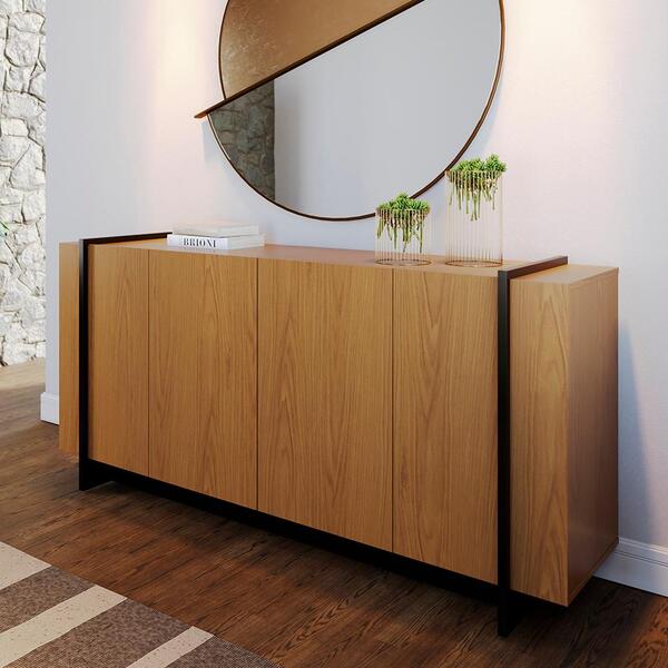 Buffet Aparador Ipanema Freijo Preto Com Tampo Dourado