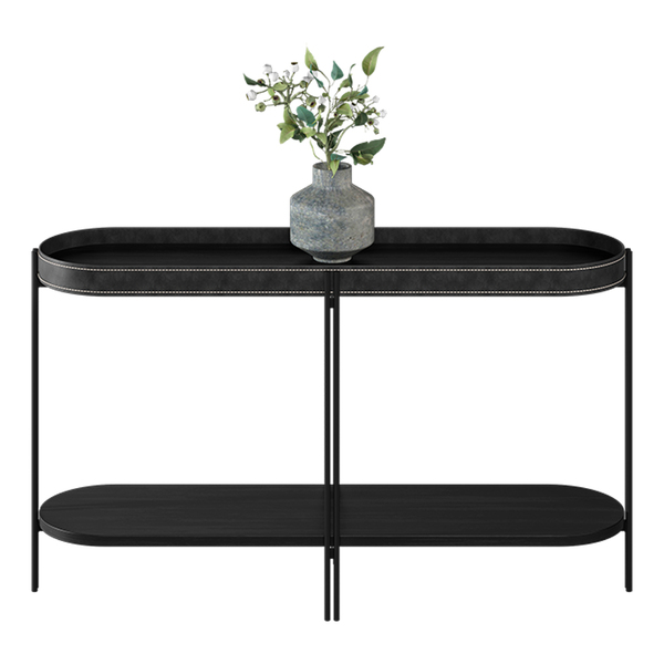 Buffet Aparador Isi Preto Tx E Couro Preto 139x79 Cm L04 - D'