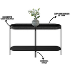 Buffet Aparador Isi Preto Tx E Couro Preto 139x79 Cm L04 - D'