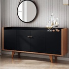 Buffet Aparador Laura 4 Portas 2 Gavetas Preto Nature Bnn Dec