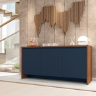 Buffet Aparador Legancy Cedro Azul Cobalto 3 Portas