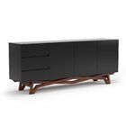 Buffet Aparador Madeira Maciça 3 Portas Volga Preto/castanho