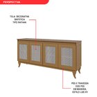 Buffet Aparador Madeira Maciça E Tela De Rathan Sintética 4 P