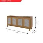 Buffet Aparador Madeira Maciça E Tela De Rathan Sintética 4 P