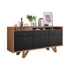 Buffet Aparador Ônix 2 Portas 2 Gavetas Nature Preto Bnn Decor
