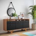 Buffet Aparador Ônix 2 Portas 2 Gavetas Nature Preto Bnn Decor