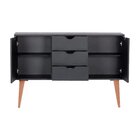 Buffet Aparador Retalho 3 Gavetas 2 Portas 120cm Pés Em Madei