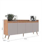 Buffet Aparador Retrô 4 Portas Mdp Freijó E Fumê 180cm Edi Fr